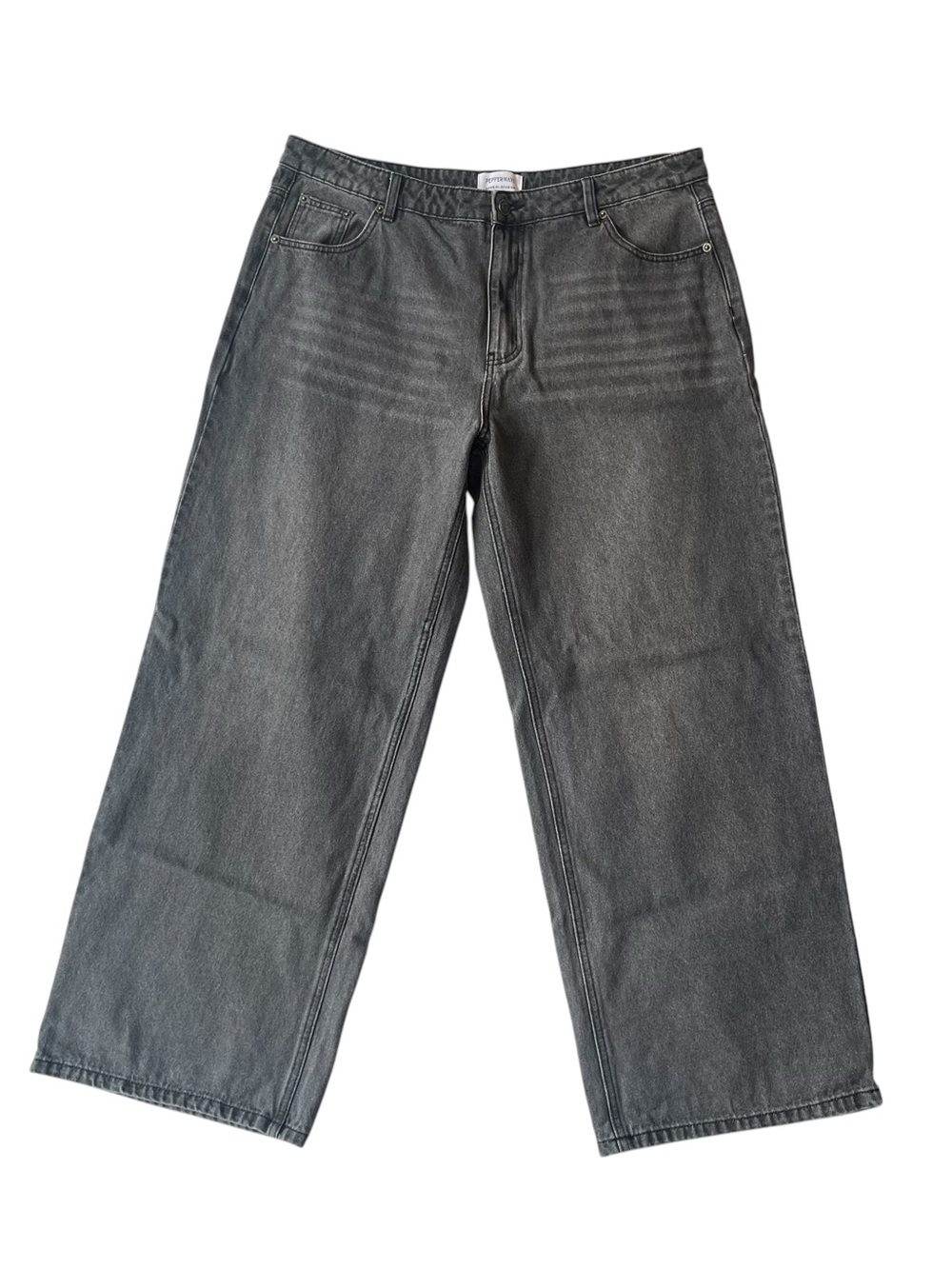 PepperMayo wide leg jeans 12 Charcoal gray Light black High rise Baggy Womens